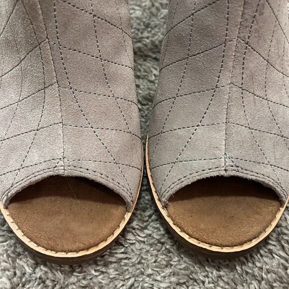 Toms Majorca Peep Toe Booties tan beige neutral‎ Women’s Size 7 Ankle Boots Nice - Picture 12 of 16